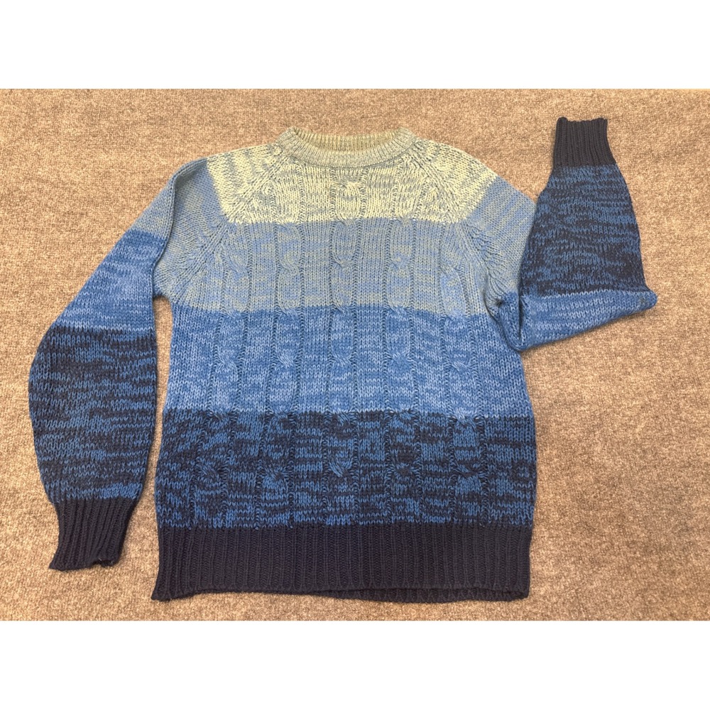 Vintage Barnaby Blue Ombre Cable Knit Sweater Mens XL Retro 80s 90s Grandpa